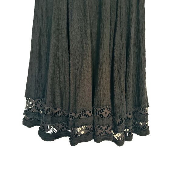 2/$30 Free People Medium Black Lace Knit Dress 3/4 Sleeve Attractive Details - Picture 8 of 15